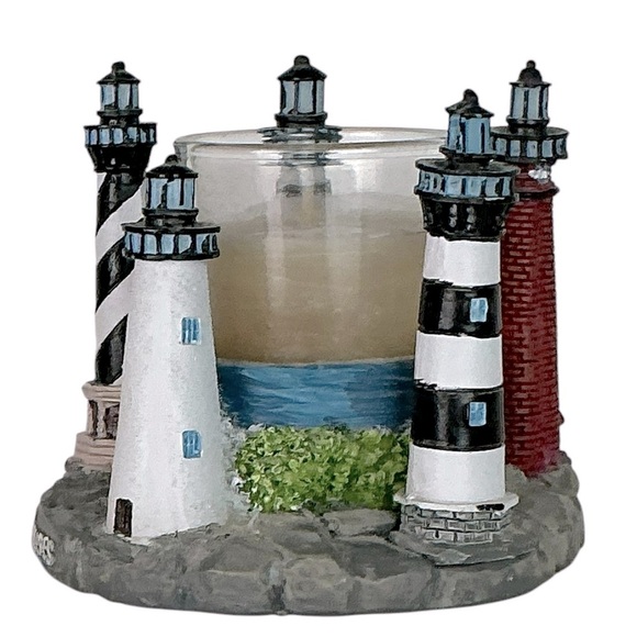 Lighthouse Candle Holder Figurines Outer Banks Nautical Collectible Vintage 3 PC - Picture 8 of 16